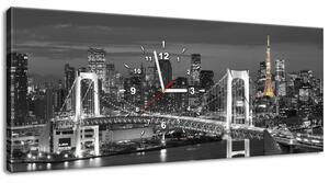 Obraz s hodinami Most Tokyo Bay Rozměry: 100 x 40 cm