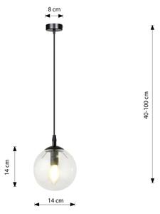 Lustr na lanku COSMO 1xE14/10W/230V pr. 14 cm černá/čirá