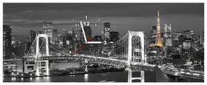 Obraz s hodinami Most Tokyo Bay Rozměry: 100 x 40 cm