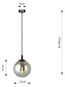 Lustr na lanku COSMO 1xE14/10W/230V pr. 14 cm černá/šedá