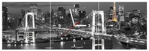 Obraz s hodinami Most Tokyo Bay - 3 dílný Rozměry: 90 x 70 cm