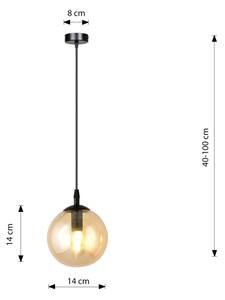 Lustr na lanku COSMO 1xE14/10W/230V pr. 14 cm černá/béžová