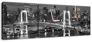 Obraz s hodinami Most Tokyo Bay - 3 dílný Rozměry: 90 x 30 cm