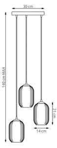 Lustr na lanku VERDI 3xE27/15W/230V pr. 30 cm černá/šedá/bílá