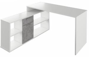 Počítačový stůl v bílé barvě v kombinaci s betonem TK2091