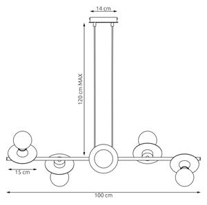 Lustr na lanku TOKEN 6xE27/15W/230V černá