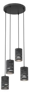 Lustr na lanku TANK 4xE27/15W/230V pr. 36 cm černá
