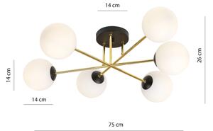 Lustr na tyči MAGNUM 6xE14/10W/230V bílá/zlatá/černá