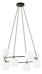 Lustr na lanku AZURA 8xE14/10W/230V černá/bílá