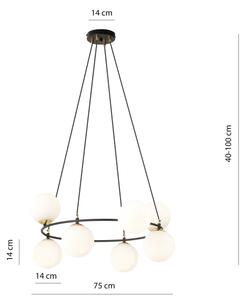 Lustr na lanku AZURA 8xE14/10W/230V černá/bílá