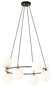 Lustr na lanku AZURA 8xE14/10W/230V černá/bílá