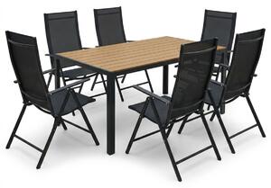 Vikio Zahradní set 150x90 pro 6 osob skládací židle V136-P přírodní