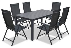 Vikio Zahradní set 150x90 pro 6 osob skládací židle V136-S šedá