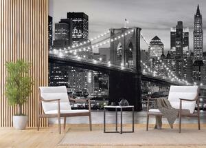 Fototapeta na míru Černobílý Brooklynský Most Při Západu Slunce | Vliesová fototapeta na zed' | DFTNS2465