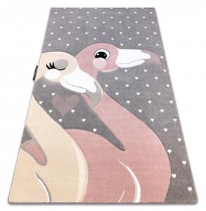 Dywany Łuszczów Dětský kusový koberec Petit Flamingos hearts grey - 200x290 cm