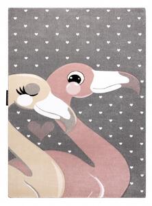 Dywany Łuszczów Dětský kusový koberec Petit Flamingos hearts grey ROZMĚR: 120x170