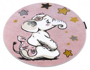 Dywany Łuszczów Dětský kusový koberec Petit Elephant stars pink kruh ROZMĚR: 140x140 (průměr) kruh