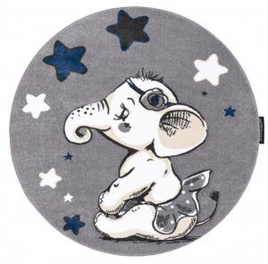 Dywany Łuszczów Dětský kusový koberec Petit Elephant stars grey kruh - 120x120 (průměr) kruh cm