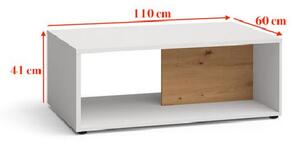 Konferenční stolek RANKIN - dub artisan / lesklý bílý