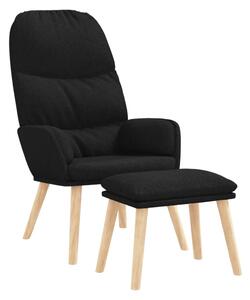 Relaxační křeslo se stoličkou černé textil