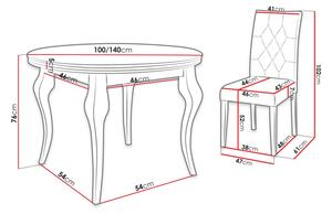 Rozkládací jídelní stůl 100 cm se 6 židlemi KRAM 1 - bílý / růžový