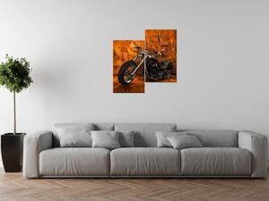 Gario 2 dílný obraz s hodinami Silná černá motorka Velikost: 60 x 60 cm