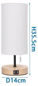 Aigostar - Stolní lampa s USB portem 1xE27/40W/230V černá/krémová