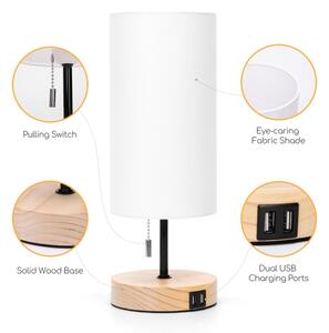 Aigostar - Stolní lampa s USB portem 1xE27/40W/230V černá/krémová