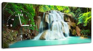 Obraz s hodinami Vodopád v Thajsku Rozměry: 30 x 30 cm