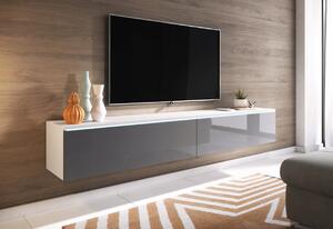 TV stolek CERIEE 180 - bílý / šedý lesklý