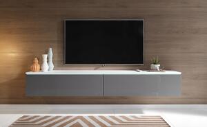 TV stolek CERIEE 180 - bílý / šedý lesklý