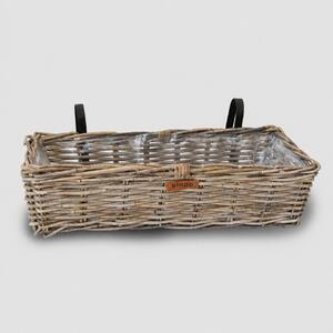 Vingo Závěsný balkonový ratanový truhlík – šedý Rozměry (cm): 40 x 15, v. 13