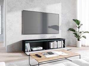TV stolek CERIEE 140 - černý grafitový / vzor rybí kost