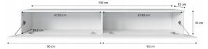 TV stolek CERIEE 180 - bílý / vzor rybí kost