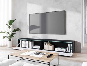 TV stolek CERIEE 180 - černý grafitový / vzor rybí kost
