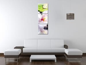 Obraz s hodinami Bílá orchidej a kameny - 3 dílný Rozměry: 90 x 70 cm