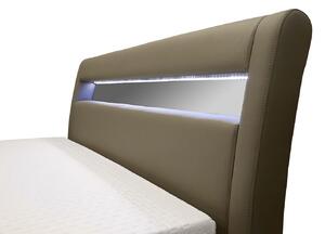- Čalouněná postel s úložným prostorem a osvětlením 120x200 LEXI - bílá eko kůže