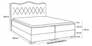 - Kontinentální postel 160x200 SULTAN - šedá eko kůže + topper ZDARMA