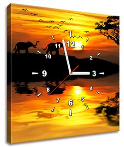 Obraz s hodinami Afrika Rozměry: 100 x 40 cm