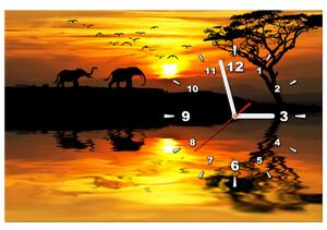 Obraz s hodinami Afrika Rozměry: 100 x 40 cm