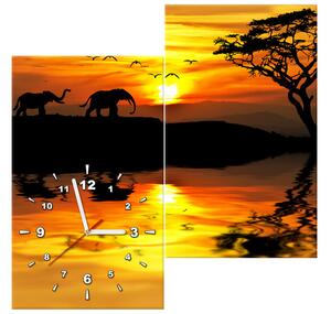 Obraz s hodinami Afrika - 2 dílný Rozměry: 60 x 60 cm