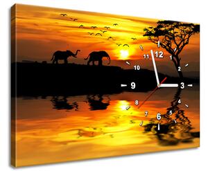 Obraz s hodinami Afrika Rozměry: 60 x 40 cm