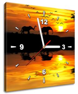 Obraz s hodinami Afrika Rozměry: 40 x 40 cm