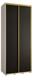 Šatní skříň YVONA 1 - 100/45 cm, bílá / černá / zlatá