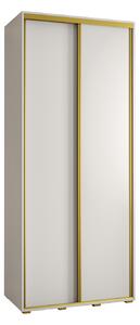 Šatní skříň YVONA 1 - 100/45 cm, bílá / zlatá