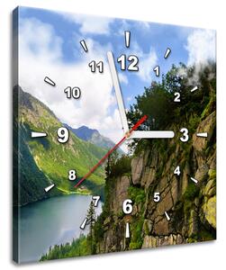 Obraz s hodinami Mořské oko v Tatrách Rozměry: 100 x 40 cm