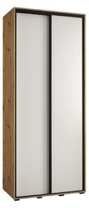 Šatní skříň YVONA 1 - 100/45 cm, dub artisan / bílá / černá