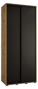 Šatní skříň YVONA 1 - 110/45 cm, dub artisan / černá / černá