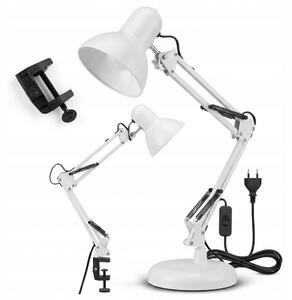 Smart LED Bílá kovová stolní lampa nastavitelná s klipem 1xE27
