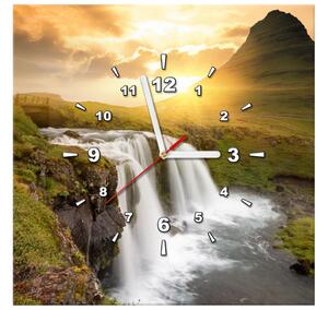 Obraz s hodinami Islandská země Rozměry: 40 x 40 cm